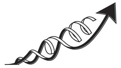 A black and white graphic of an arrow going upwards with a spiral design along the arrow shaft vreated with genrated ai