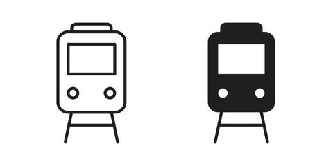 Train icon flat black and white logo