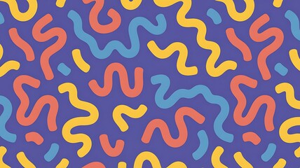Colorful abstract wavy lines pattern on purple background