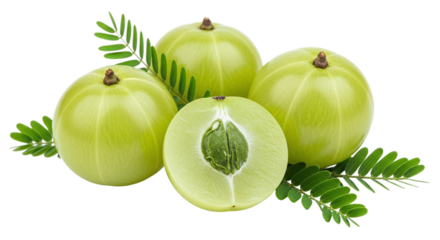 Fresh Amla Indian Gooseberry Fruit on Black Background