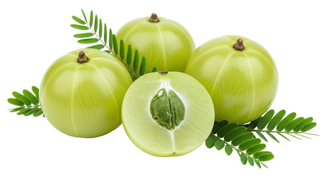Fresh Amla Indian Gooseberry Fruit on Black Background
