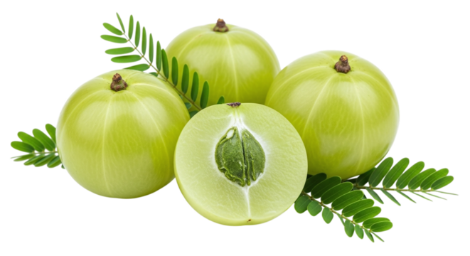 Fresh Amla Indian Gooseberry Fruit on Black Background