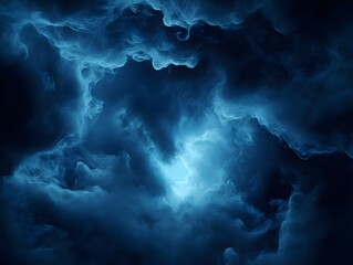 Dramatic blue nebula cloudscape with ethereal glow abstract cosmic background