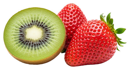 Fresh Fruit Still Life Kiwi Strawberry Black Background