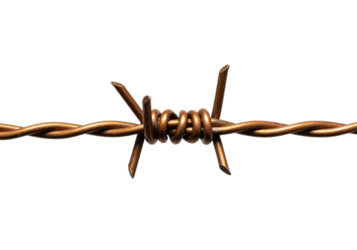 Isolated thorny metal fence wire used as a barrier to keep people out of restricted areas