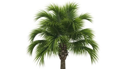 Green palm tree against white background a tropical vacation symbol