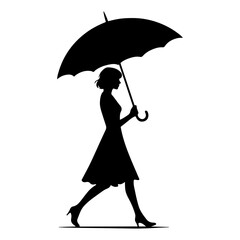 Silhouette of man and woman holding umbrella in the rain