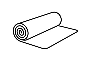 Rolled yoga mat outline on transparent background, exercise equipment, graphic