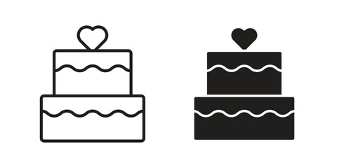 Wedding cake icon flat black and white logo