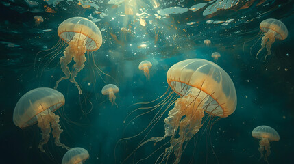 Naklejka premium jelly fish in the aquarium