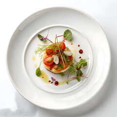minimal white ceramic plate with luxury fine dinin
