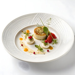 minimal white ceramic plate with luxury fine dinin