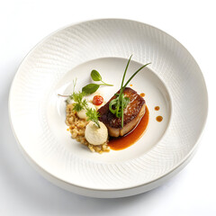 minimal white ceramic plate with luxury fine dinin