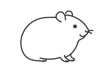 Cute cartoon hamster line drawing isolated on transparent background image