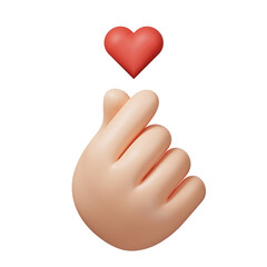3D Hand Making Finger Heart Gesture