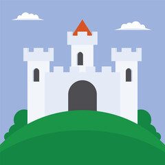Castle on the Mountain Vector Illustration