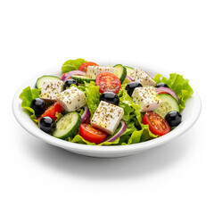 Fresh Greek Salad with Feta Cheese and Black Olives