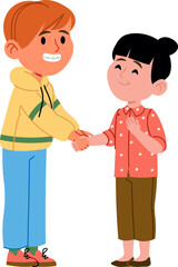 Fototapeta premium Friendly Handshake Between Two Kids