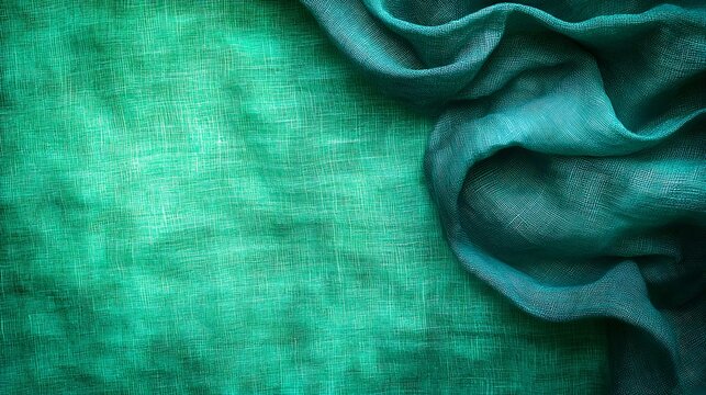Elegant Teal and Green Fabric Texture Drape Background