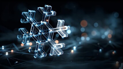 Glowing Snowflake Design Intricate Patterns and Blue Light Create Magical Winter Atmosphere with Futuristic Elements - Powered by Adobe