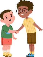 Children Shaking Hands and Smiling
