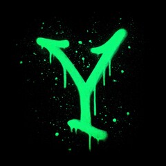 Letter Y Phosphorescent Glow Effect Spray Letter Overlays for Creative Text Editing and Design with Neon Style and Abstract Backgrounds