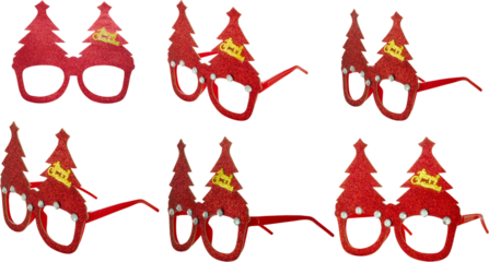 Red Christmas glasses Santa Claus set isolated on white background