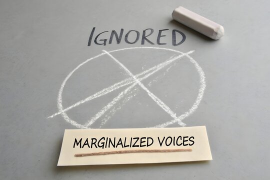 An ignored circle and marginalized voices written on gray background