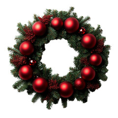 Christmas wreath on a transparent background. For decoration in the Christmas and New Year style, symbolizing the warmth and comfort of the winter holidays.