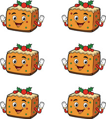 Premium vector cheerful Christmas fruitcake slices with festive decorations. 