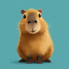 3D style capybara on blue background