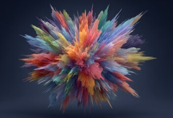 Abstract Explosion of Pixels with Dynamic Colors and Dark Background