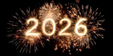New Year celebrations with fireworks announcing the arrival of 2026