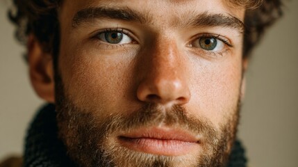 Obraz premium Man with blue eyes and beard.