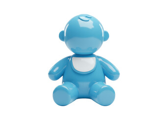 Cute blue baby toy isolated PNG, adorable plastic figurine for nursery decoration and children s play