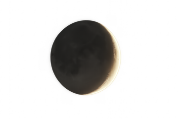 Crescent moon illuminating space with transparent background
