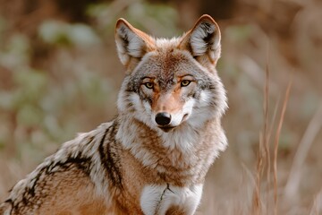 Majestic Coyote Portrait in Wild Nature Setting