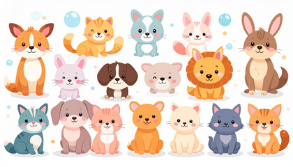 Fototapeta premium Friendly 3D Bubble Animals