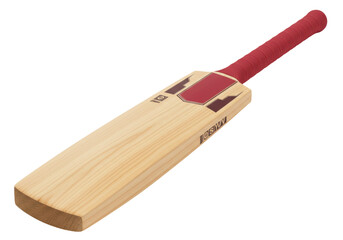 Cricket bat isolated on white, wooden sports equipment for outdoor games and recreational activities PNG