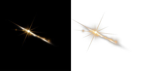 PNG Glowing golden star in the form of a lens flare