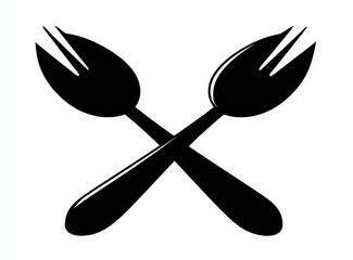 Two Crossed Forks Black and White Image