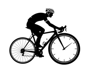 Obraz premium Silhouette of cyclist riding bicycle athletic sport person outdoor transportation fitness activity object isolated on white background