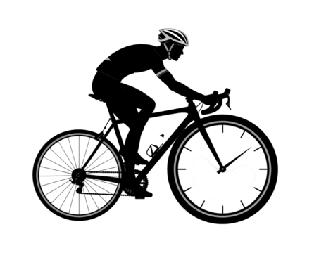 Silhouette of cyclist riding bicycle athletic sport person outdoor transportation fitness activity object isolated on white background