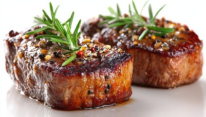 Two Grilled Steaks with Fresh Rosemary