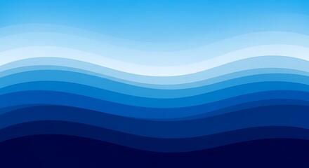 Abstract Ocean Waves Background in Shades of Blue Water Pattern
