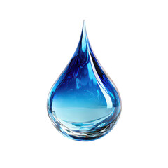 Single Water Drop with Blue Gradient on Transparent Background