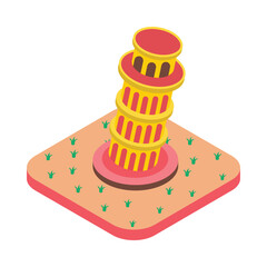 Pisa Tower Isometric vector Illustration 