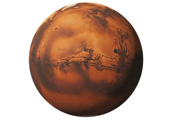 Detailed Mars planet isolated, the red planet with canyons and craters, space exploration and...