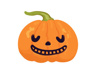 Scary jack lantern vector illustration. Creepy pumpkin with smile on white background.