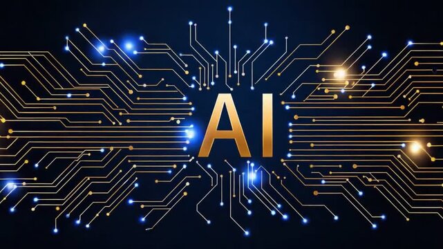 A futuristic representation of artificial intelligence featuring glowing circuits and a prominent AI text. Ideal for articles and designs related to technology and innovation.